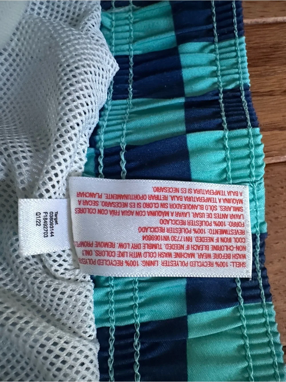 ☀️Cat & Jack boys swim suit Teal and Navy Checkerboard Swim Shorts size medium